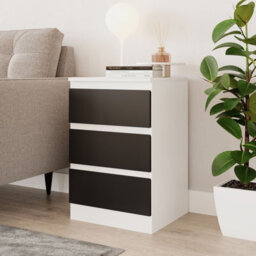Urbn-Living Urbnliving 62Cm Height 3 Drawers Modern Chest Of Drawers Bedside Table For Living Room Office Hallway White & Black - thumbnail 1