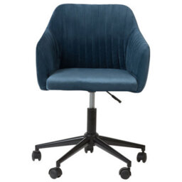 Beliani Desk Chair Venice Velvet Navy Blue - thumbnail 4