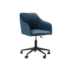 Beliani Desk Chair Venice Velvet Navy Blue - thumbnail 1