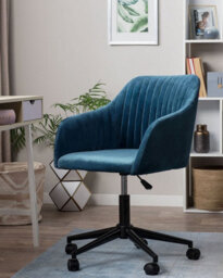Beliani Desk Chair Venice Velvet Navy Blue - thumbnail 2