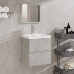 Berkfield Bathroom Sink Cabinet With Basin And Mirror Concrete Grey