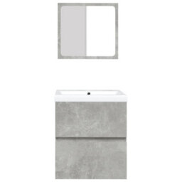 Berkfield Bathroom Sink Cabinet With Basin And Mirror Concrete Grey - thumbnail 4
