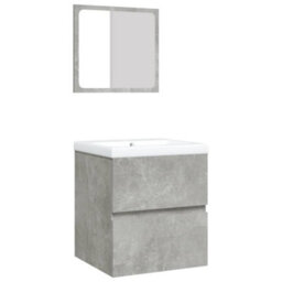 Berkfield Bathroom Sink Cabinet With Basin And Mirror Concrete Grey - thumbnail 2
