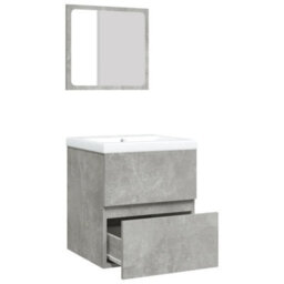 Berkfield Bathroom Sink Cabinet With Basin And Mirror Concrete Grey - thumbnail 6