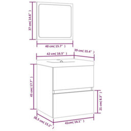 Berkfield Bathroom Sink Cabinet With Basin And Mirror Concrete Grey - thumbnail 7