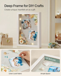 Songmics Picture Frame With 3 Mats, Shadow Box With 4 Wood Push Pins, Deep Multi Photo Frame, Collage Frame, A4, 4X6 - thumbnail 4