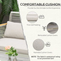 Matteo 4-Piece Grey Rattan Garden Sofa Set With Coffee Table & Cushions - thumbnail 5