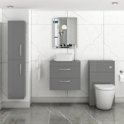 Royal Bathrooms 600mm Wall Hung Vanity Unit 2 Drawer Indigo Grey Gloss & Elena Countertop Basin - thumbnail 2