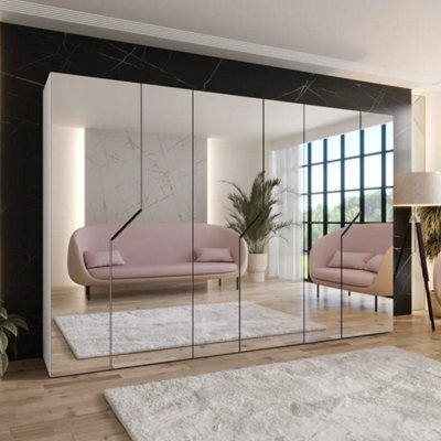 Arte White Blomvik Iii Hinged Wardrobe 300 Cm - Wide Full-Mirror Storage For Bright, Organised Bedrooms - image 1
