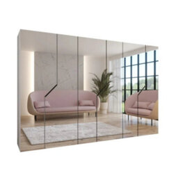 Arte White Blomvik Iii Hinged Wardrobe 300 Cm - Wide Full-Mirror Storage For Bright, Organised Bedrooms - thumbnail 2