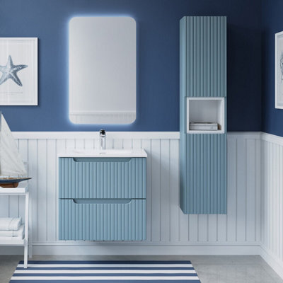 Heze Furniture Noca Bathroom Cabinet 60Cm With Integrated Basin And Tall Unit In Baby Blue - image 1