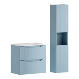 Heze Furniture Noca Bathroom Cabinet 60Cm With Integrated Basin And Tall Unit In Baby Blue - thumbnail 2