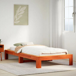 Berkfield Bed Frame Without Mattress Wax Brown 90X190 Cm Single Solid Wood Pine - thumbnail 1