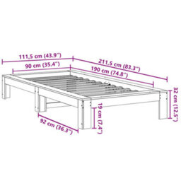 Berkfield Bed Frame Without Mattress Wax Brown 90X190 Cm Single Solid Wood Pine - thumbnail 8