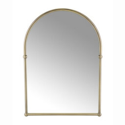 Enki Antique Brass Traditional Bathroom Living Bedroom Glass Metal Arched Frame Wall Mounted Vertical Decorative Mirror (W) 555mm