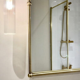 Enki Antique Brass Traditional Bathroom Living Bedroom Glass Metal Arched Frame Wall Mounted Vertical Decorative Mirror (W) 555mm - thumbnail 2