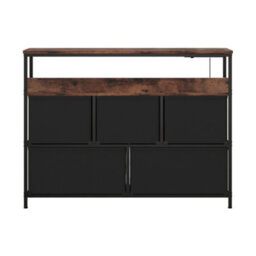 Living And Home 5-Drawer Retro Metal Frame Chest Of Drawers Storage Cabinet With Power Strip - thumbnail 4