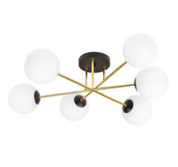 Emibig Lighting Emibig Magnum Ceiling Lamp  6 X E14  Black, Gold With White Shade - thumbnail 1