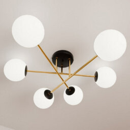 Emibig Lighting Emibig Magnum Ceiling Lamp  6 X E14  Black, Gold With White Shade - thumbnail 5