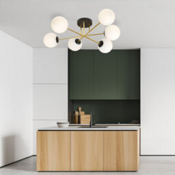 Emibig Lighting Emibig Magnum Ceiling Lamp  6 X E14  Black, Gold With White Shade - thumbnail 7