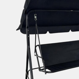 Ohs Garden Swing Chair Outdoor Hanging Seat 3 Seater Bench Sun Shade - Black - thumbnail 5