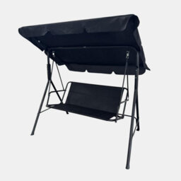 Ohs Garden Swing Chair Outdoor Hanging Seat 3 Seater Bench Sun Shade - Black - thumbnail 4