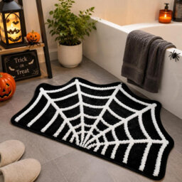 Spider Web Bathroom Rugs, 50X80Cm Halloween Bath Mat Non Slip Bath Rug Machine Washable Goth Rug, Small Area Rugs Halloween Decor - thumbnail 1