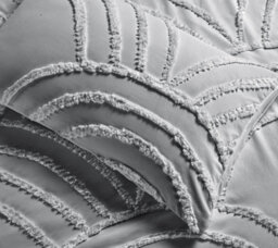 Homes & Linen Zara Chenille Tufted Silver Duvet Cover Set  Geometric Arches Design, Polyester Bedding With Pillowcases - thumbnail 3