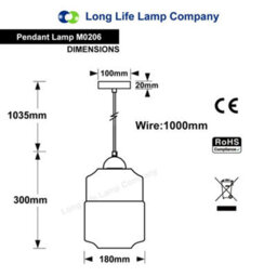 Long Life Lamps Company Modern Ceiling Hanging Glass Pendant Light M0206 - thumbnail 2