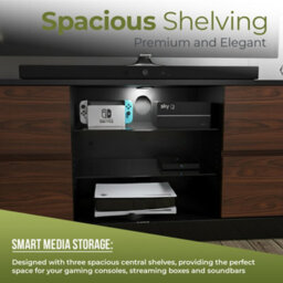"Centurion Supports Avitus Gloss Black With 4-Walnut Drawers And 2 Shelves Up To 65"" Led, Lcd, Plasma Tv Cabinet" - thumbnail 8