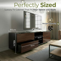 "Centurion Supports Avitus Gloss Black With 4-Walnut Drawers And 2 Shelves Up To 65"" Led, Lcd, Plasma Tv Cabinet" - thumbnail 9