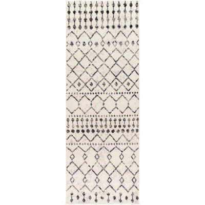Livabliss Pisa-Geometric Black Off-White Grey Living Dining Bedroom Rug 80 X 220 Cm Easy Care, Non Shedding - image 1