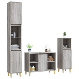Berkfield 3 Piece Bathroom Furniture Set Grey Sonoma Engineered Wood - thumbnail 3