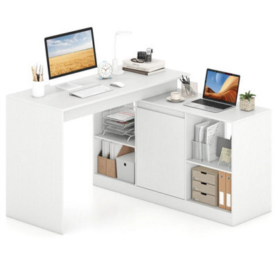 L-Shaped Computer Desk 120 Cm Reversible Corner Writing Desk-White - image 1