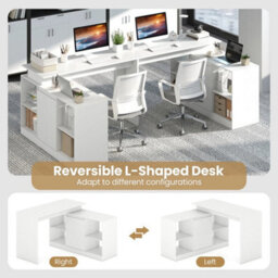 L-Shaped Computer Desk 120 Cm Reversible Corner Writing Desk-White - thumbnail 6