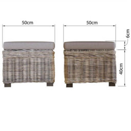 FWSTYLE Solid Pine Indoor Ottoman Storage Stool Rattan Finish Living Room Furniture - thumbnail 8