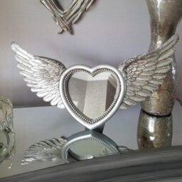 Marco Paul Angel Wings Silver Heart Mirror Resin Feather Effect - thumbnail 1