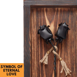 Novecrafto Mountable Wooden Frame With Black Forged Iron Roses - Wrought Iron And Wood Fusion For Her - Ideal Iron Gifts For 6Th Anniversary - thumbnail 7