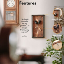Novecrafto Mountable Wooden Frame With Black Forged Iron Roses - Wrought Iron And Wood Fusion For Her - Ideal Iron Gifts For 6Th Anniversary - thumbnail 2