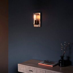 Bronze Patina Plate Wall Lamp Light & Clear Glass Shade - Dimmable Led Fitting - thumbnail 4
