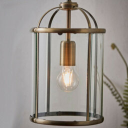 Hanging Ceiling Pendant Light Brass & Glass Lantern Box Shade Lamp Bulb Holder - thumbnail 3