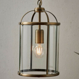 Hanging Ceiling Pendant Light Brass & Glass Lantern Box Shade Lamp Bulb Holder - thumbnail 5