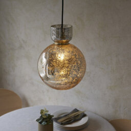 Luminosa Lighting Luminosa Belvoir Dome Pendant Ceiling Light Brass Plate & Mercury Glass 10W Led E27 - thumbnail 3