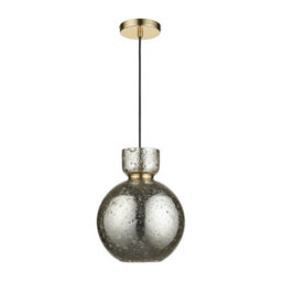 Luminosa Lighting Luminosa Belvoir Dome Pendant Ceiling Light Brass Plate & Mercury Glass 10W Led E27 - thumbnail 7