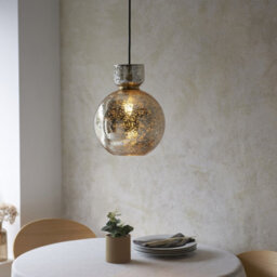 Luminosa Lighting Luminosa Belvoir Dome Pendant Ceiling Light Brass Plate & Mercury Glass 10W Led E27 - thumbnail 2
