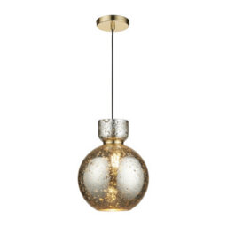 Luminosa Lighting Luminosa Belvoir Dome Pendant Ceiling Light Brass Plate & Mercury Glass 10W Led E27 - thumbnail 6