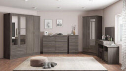 Seconique Nevada 4 Door 2 Drawer Mirrored Wardrobe In Black Wood Grain Effect Finish - thumbnail 7