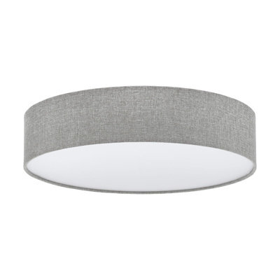 Elegant Flush Ceiling Light With White Grey Linen Shade And E27 Bulbs - image 1