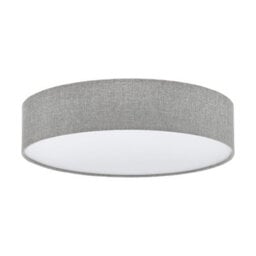 Elegant Flush Ceiling Light With White Grey Linen Shade And E27 Bulbs - thumbnail 1
