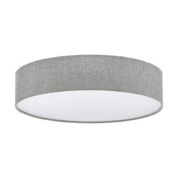 Elegant Flush Ceiling Light With White Grey Linen Shade And E27 Bulbs